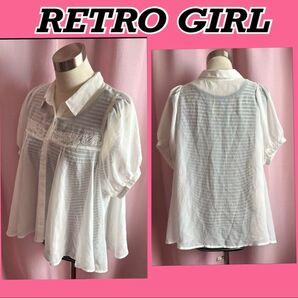 【RETRO GIRL】半袖シャツ ブラウス シアーシャツ トップス ホワイト