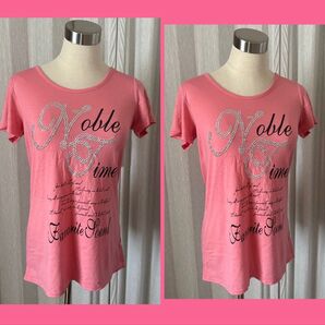 プリント柄 半袖シャツ Tシャツ カットソー プルオーバー トップス ピンク