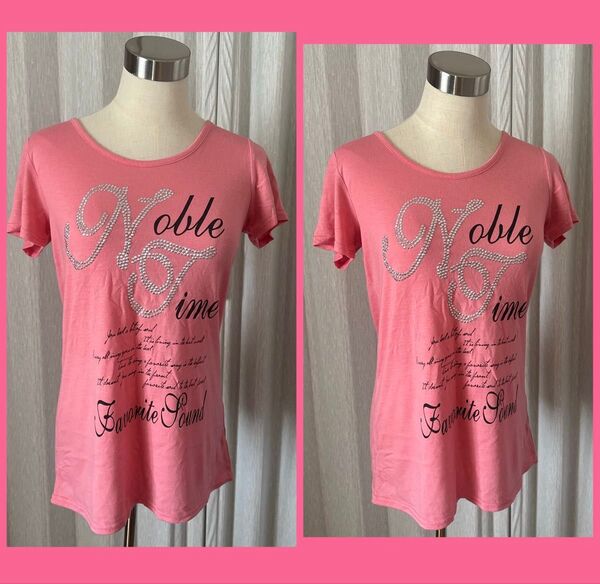 ロゴ入り 半袖シャツ Tシャツ カットソー プルオーバー トップス ピンク