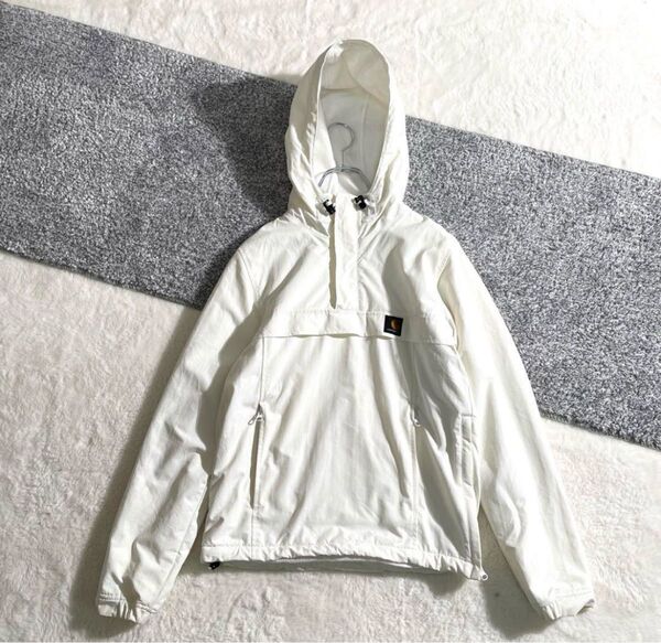 Carhartt ハーフジップ プルオーバーパーカーホワイト ナイロン起毛XS