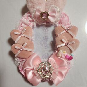 ハンドメイド 硬質ケースデコ B8 ピンク うさぎ うさ耳 耳つき ロゼット 痛ロゼット