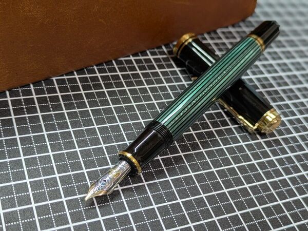 ペリカン M600 スーベレーン EF 極細字 緑縞 グリーン ストライプ PELIKAN 14K 万年筆