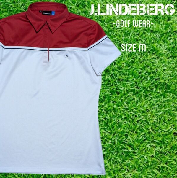 J.LINDEBERG ジェイリンドバーグ 半袖 ポロシャツ レディース M トップス 半袖ポロシャツ ゴルフウェア ホワイト 白