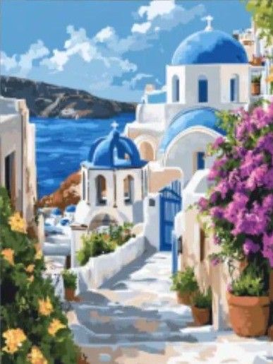 新品ダイヤモンドアート30×40美しい風景 ギリシャ サントリーニ島 海辺 作成キット【no.197】