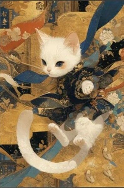 新品ダイヤモンドアート30×40アニメイラスト 武将猫 ねこ 作成キット
