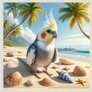 新品ダイヤモンドアート30×30海辺のインコ 夏休み 小鳥作成キット【no.315】