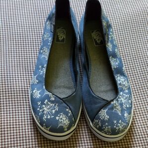 VANS シューズ 23.5cm ブルー 花柄