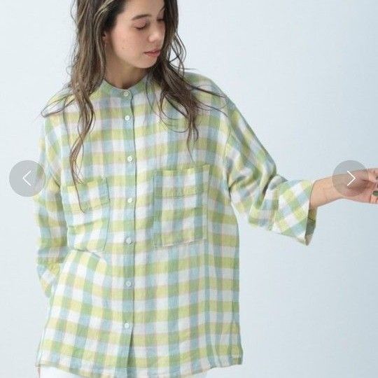 試着のみ 美品 BAYFLOW ベイフロー リネンアソートパターンシャツ Lサイズ 麻 大きめ チェック 涼しい