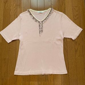 トップス ピンク レース リボン レディース