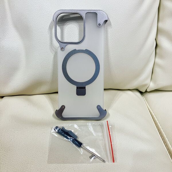 フレームレス iPhone 15 Pro Max用 ケース キックスタンド付き