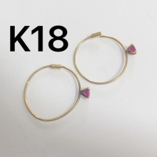 k18 K18 ゴールド フープピアス ピアス アクセサリー