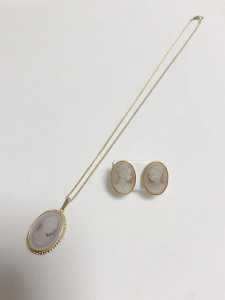 カメオ風ネックレスとイヤリングセット アクセサリー ヴィンテージ