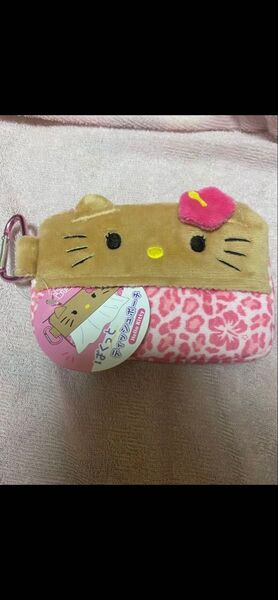 ピンクヒョウ柄 日焼けハローキティ ティッシュポーチ