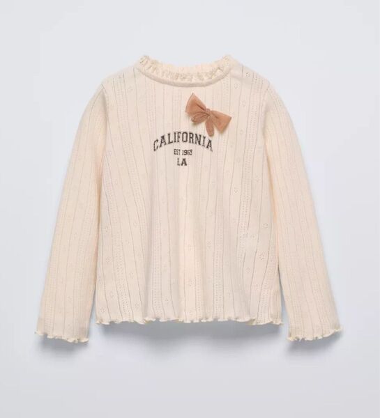 新品 ZARA zarababy ザラ カットソー 長袖 Tシャツ トップス 95 100サイズ 女の子 リボン 子供服 ベージュ