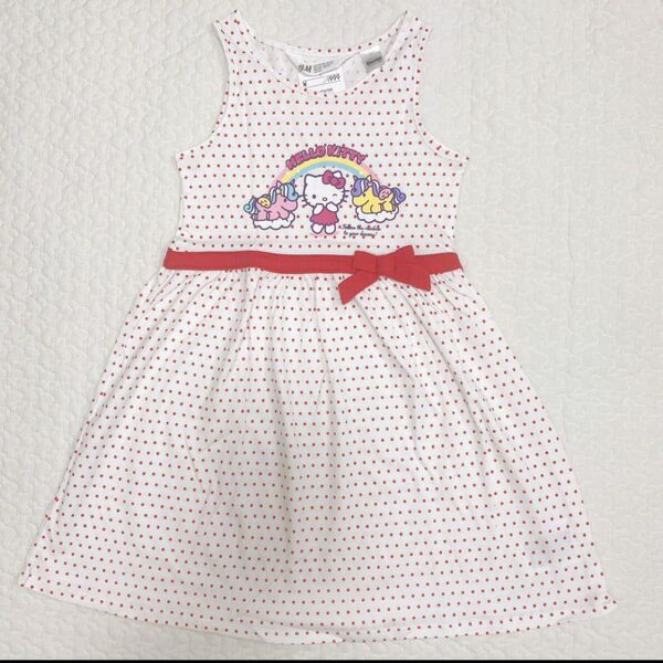 新品 H&M ワンピース ノースリーブ キティ 110サイズ サンリオ ハローキティ kitty ドット柄 女の子 キッズ 子供服