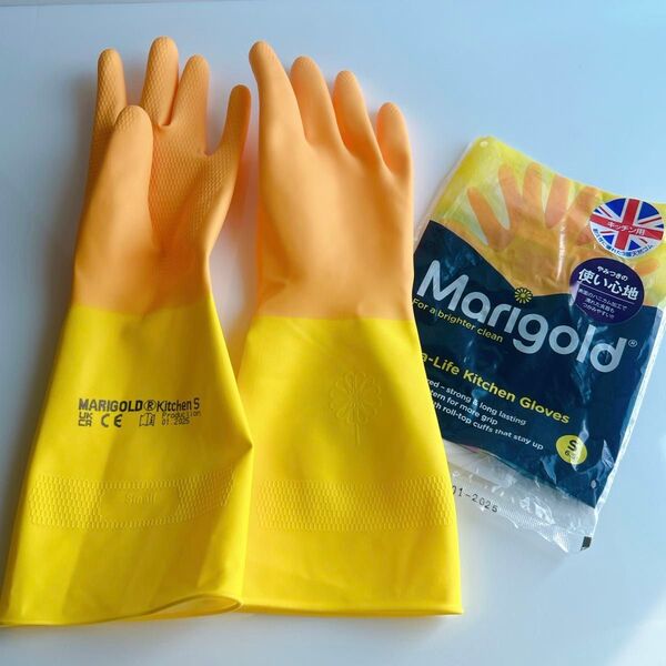 未使用 マリーゴールドゴム手袋 キッチン用 イギリス仕様 Ssize キッチングローブ マークスインターナショナル