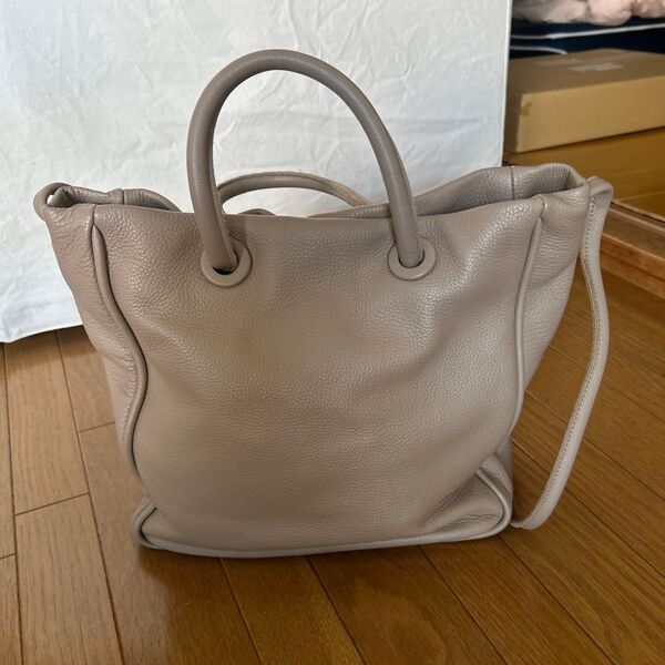 レザー ハンドバッグ ショルダーバッグ 2way ベージュ