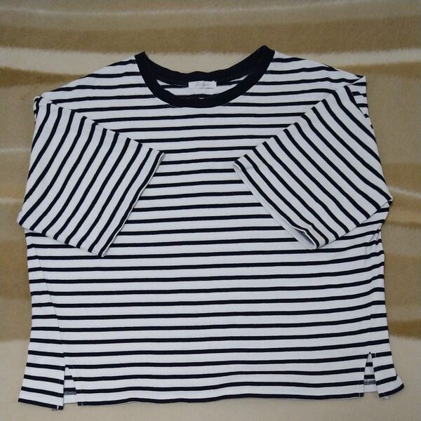 ボーダー半袖Tシャツ Мサイズ ネイビー×クリーム色