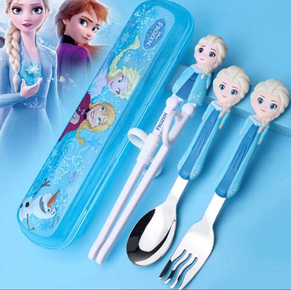 新品 アナ雪 トレーニング箸 アナ雪と雪の女王 カトラリー4点セットお箸セット