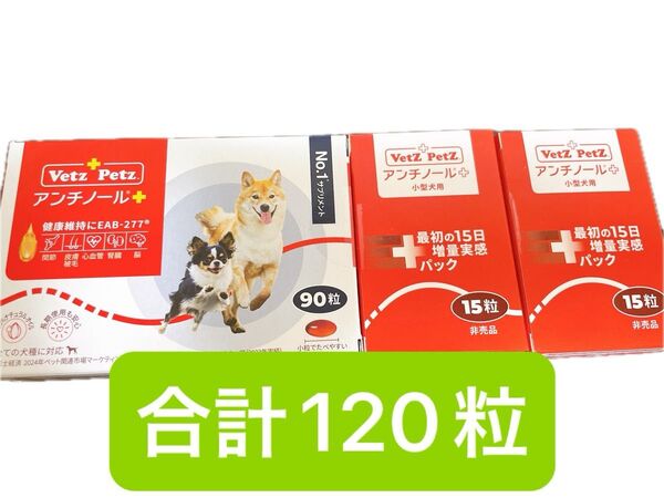 ベッツペッツ 犬 アンチノールプラス 合計120粒!