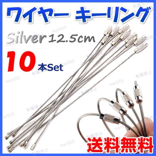 ワイヤー キーリング ハンドメイド シルバー 10本セット キーホルダー 手芸 チャーム アクセサリー パーツ メタルパーツ ネジ