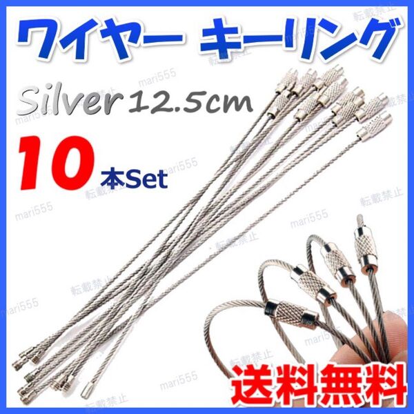 ワイヤー キーリング ハンドメイド シルバー 10本セット キーホルダー 手芸 チャーム アクセサリー パーツ メタルパーツ ネジ