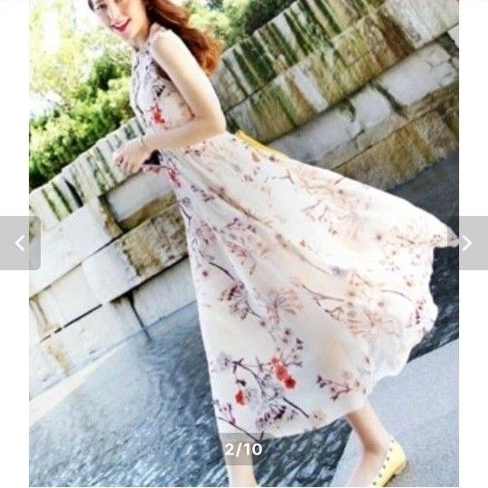 リゾートワンピ シースルーワンピース 水彩デザイン