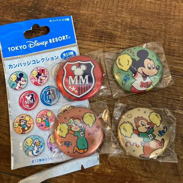 ディズニー チア 缶バッジ ミッキー クラリス デール