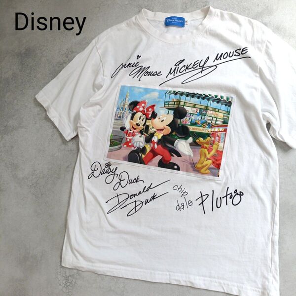 定番人気 ディズニー Tシャツ 半袖 プリント サイン トップス白 M 半袖Tシャツ ホワイト