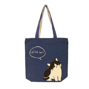 新品■まめはち トート トートバック 紺 猫 ねこ ブルー A4サイズ