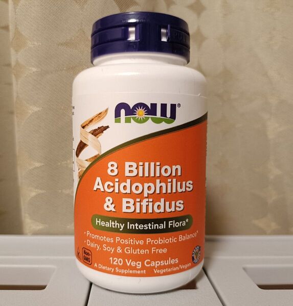 未開封品!NOW Foods, 80億のアシドフィルス菌&ビフィズス菌、ベジカプセル120粒 ナウフーズ