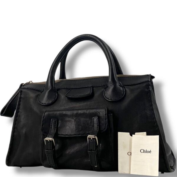 00s Vintage Chloe Edith Leather Hand Bag ハンドバッグ 黒 トート