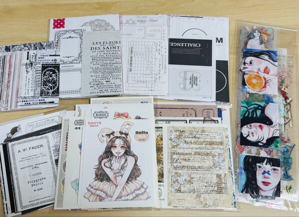 韓国作家様 女の子ステッカー、コラージュ素材など詰合せ 大容量 お得セット③ hwara ggaggong eundi