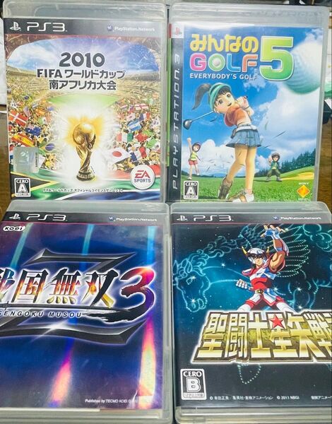 PS3ソフト 4本セット みんゴル FIFAワールドカップ 戦国無双 聖闘士星矢戦記