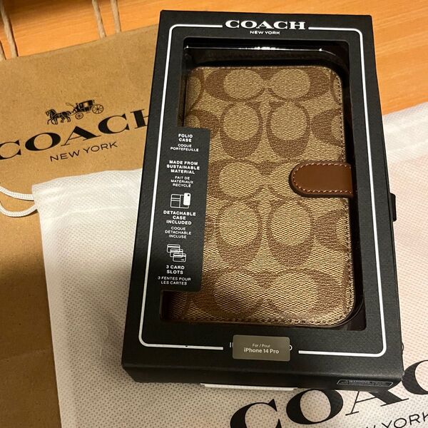 COACH iPhone13&14 PRO 手帳型 スマホケース シグネチャー コーチ