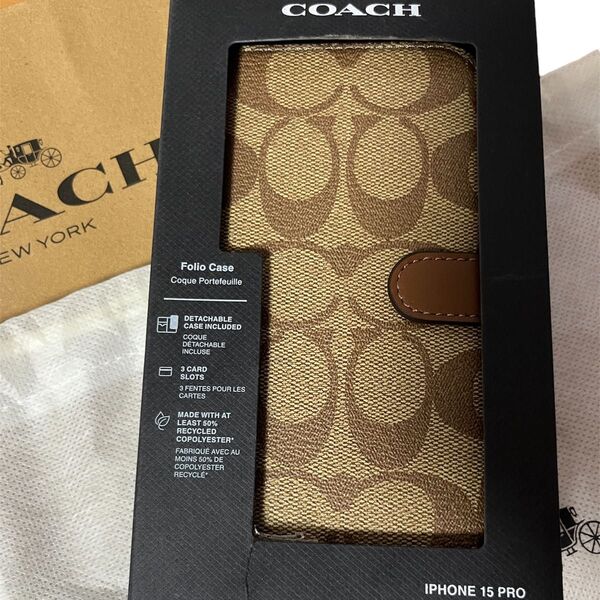 COACH iPhone15 PRO 手帳型 スマホケース シグネチャー コーチ