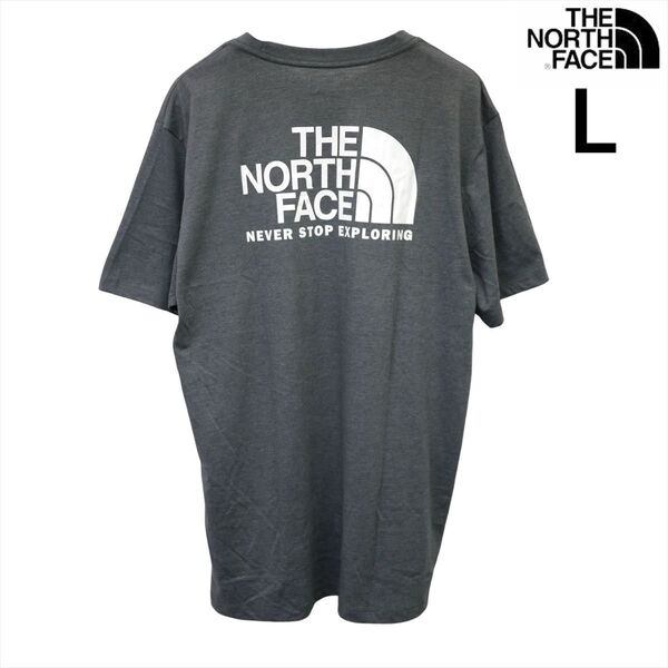 US限定 新品 ノースフェイス L ハーフドーム 両面ロゴ 半袖Tシャツ グレー THE NORTH FACE