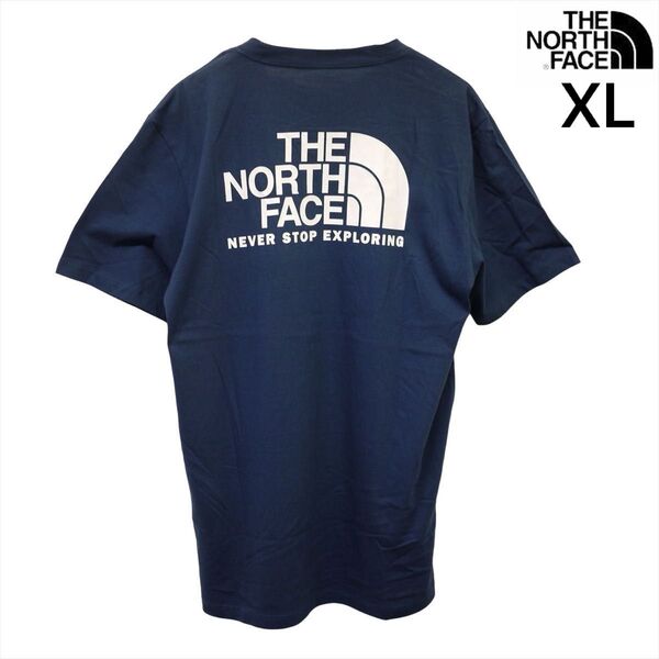 US限定 新品 ノースフェイス XL ハーフドーム 両面 ロゴ 半袖Tシャツ 青系 THE NORTH FACE