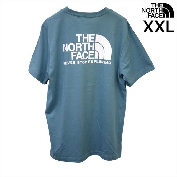 US限定 新品 ノースフェイス XXL ハーフドーム 両面 ロゴ 半袖Tシャツ ALGAE BLUE THE NORTH FACE