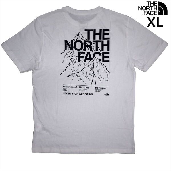 US限定 新品 ノースフェイス XL グラフィック 両面ロゴ 半袖Tシャツ 白 THE NORTH FACE