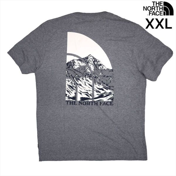 US限定 新品 ノースフェイス XXL グラフィック 両面 ロゴ 半袖Tシャツ グレー THE NORTH FACE