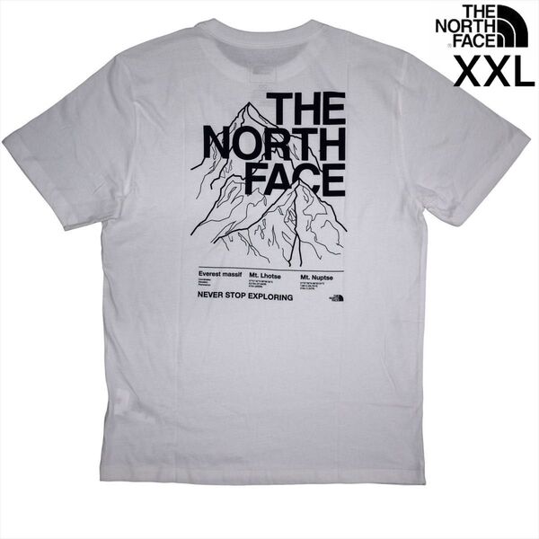 US限定 新品 ノースフェイス XXL グラフィック 両面ロゴ 半袖Tシャツ 白 THE NORTH FACE