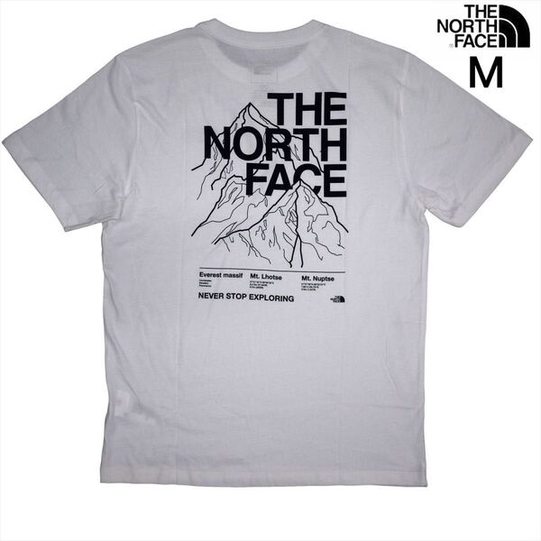 US限定 新品 ノースフェイス M グラフィック 両面ロゴ 半袖Tシャツ 白 THE NORTH FACE