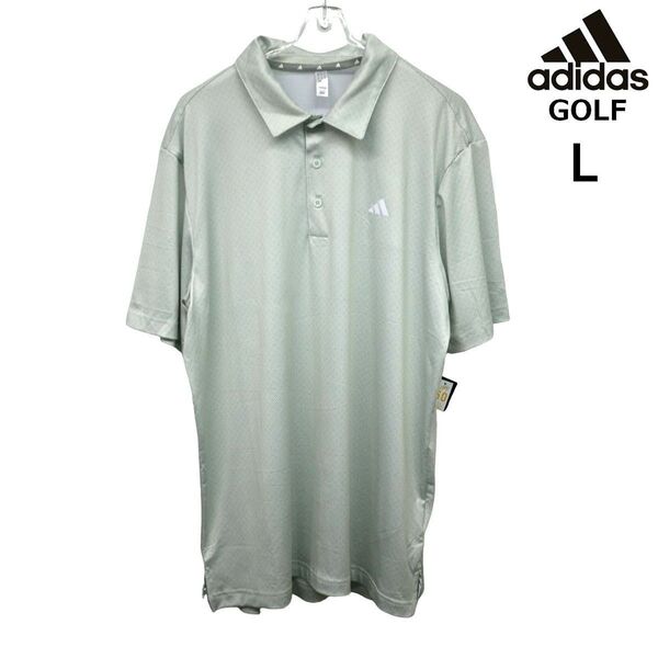 アディダスゴルフ ストレッチ UPF50 ポロシャツ L グリーン系ドット柄 adidas GOLF