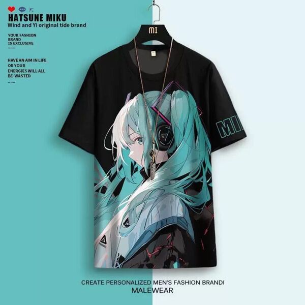 初音ミク 男女兼用Tシャツ ブラック Lサイズ