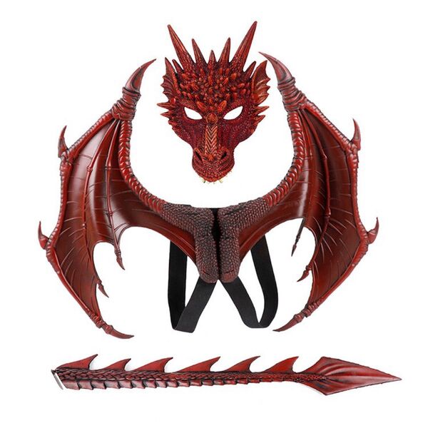 キッズ用 ドラゴン変身セット マスク(お面)+翼+しっぽ 3点セット コスプレ ハロウィン