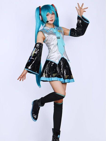 【Mサイズ】初音ミク風 コスプレ衣装セット フルセット イベント ハロウィン