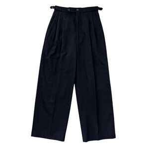 BLAMINK 2023aw ネイビー タックパンツ サイドベルト ハイウエストパンツ ウール100%