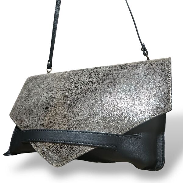 希少 ジャンニキャリーニ GIANNI CHIARINI ショルダーバッグ クラッチバッグ 2way シルバー ブラック パーティ