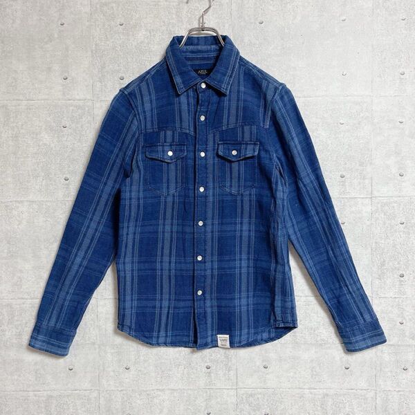 【AZUL by moussy】ネルシャツ (XS) メンズ チェック柄 長袖 アメカジ